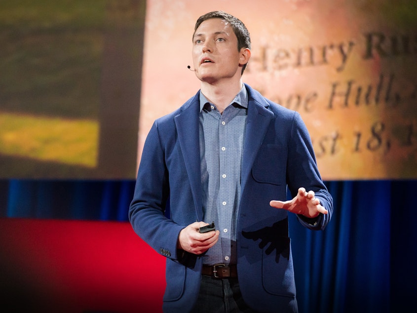 caption: Michael Murphy speaks at TED2016 - Dream, February 15-19, 2016.