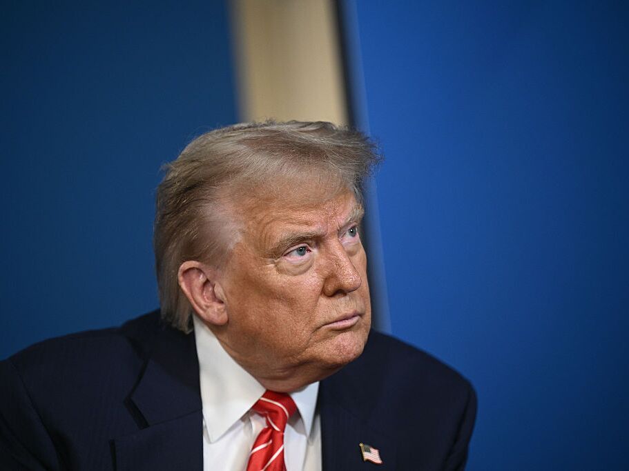 caption: President Trump is pictured at the NATO summit of heads of state and government on June 25 in The Hague, Netherlands.