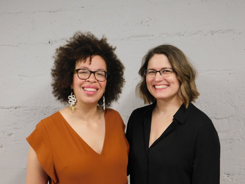 caption: L to R: Kirsten Harris-Talley and Joanne Bagshaw at Town Hall Seattle