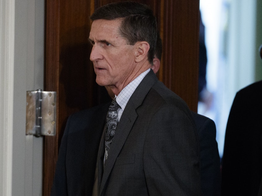 caption: Mike Flynn was forced to resign as national security adviser after less than a month on the job.