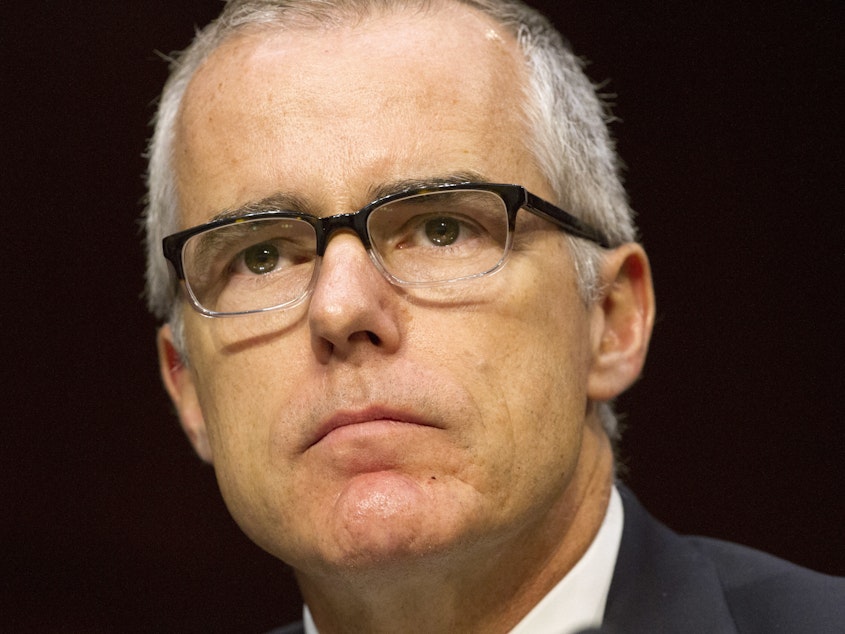 caption: Former FBI Deputy Director Andrew McCabe is suing the Trump administration because he says he was wrongfully fired in 2018.