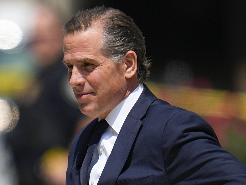 caption: President Joe Biden's son Hunter Biden leaves after a court appearance on July 26 in Wilmington, Del.