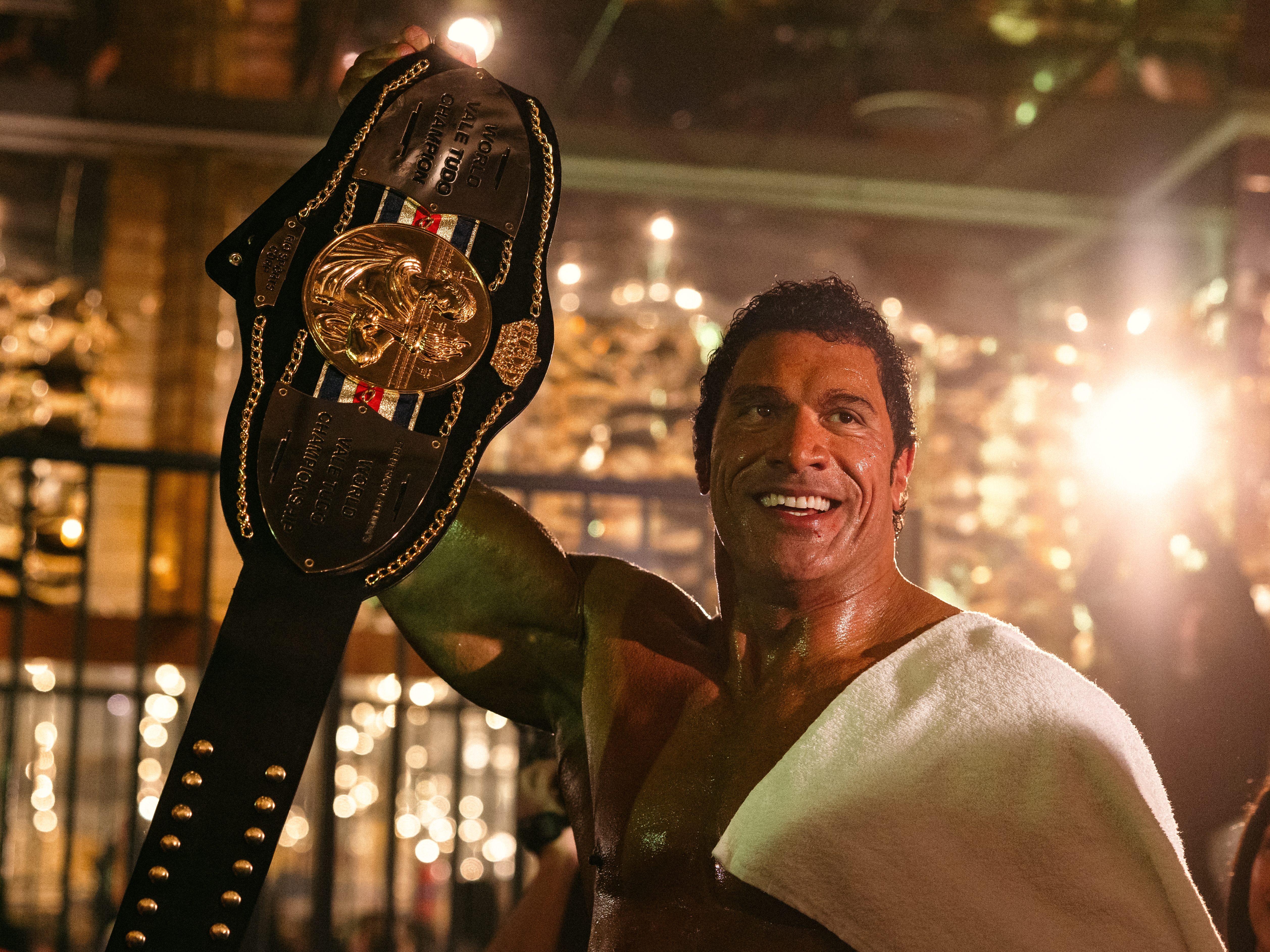 caption: Dwayne Johnson plays MMA fighter Mark Kerr in <em>The Smashing Machine.</em>