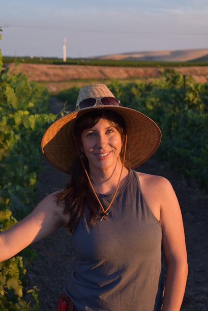 caption: Brooke Delmas Robertson, Director of Winegrowing for SJR Vineyard in  Rocks District of Milton-Freewater in Oregon. 

Robertson says that grapes are resilient and winemakers will be able to recover from the losses caused by "smoke taint" due to wildfire smoke in 2020 and 2021. 