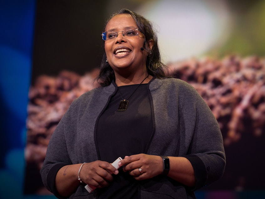 Asmeret Asefaw Berhe speaks at TED2019: Bigger Than Us. April 15 - 19, 2019, Vancouver, BC, Canada. Photo: Bret Hartman / TED
