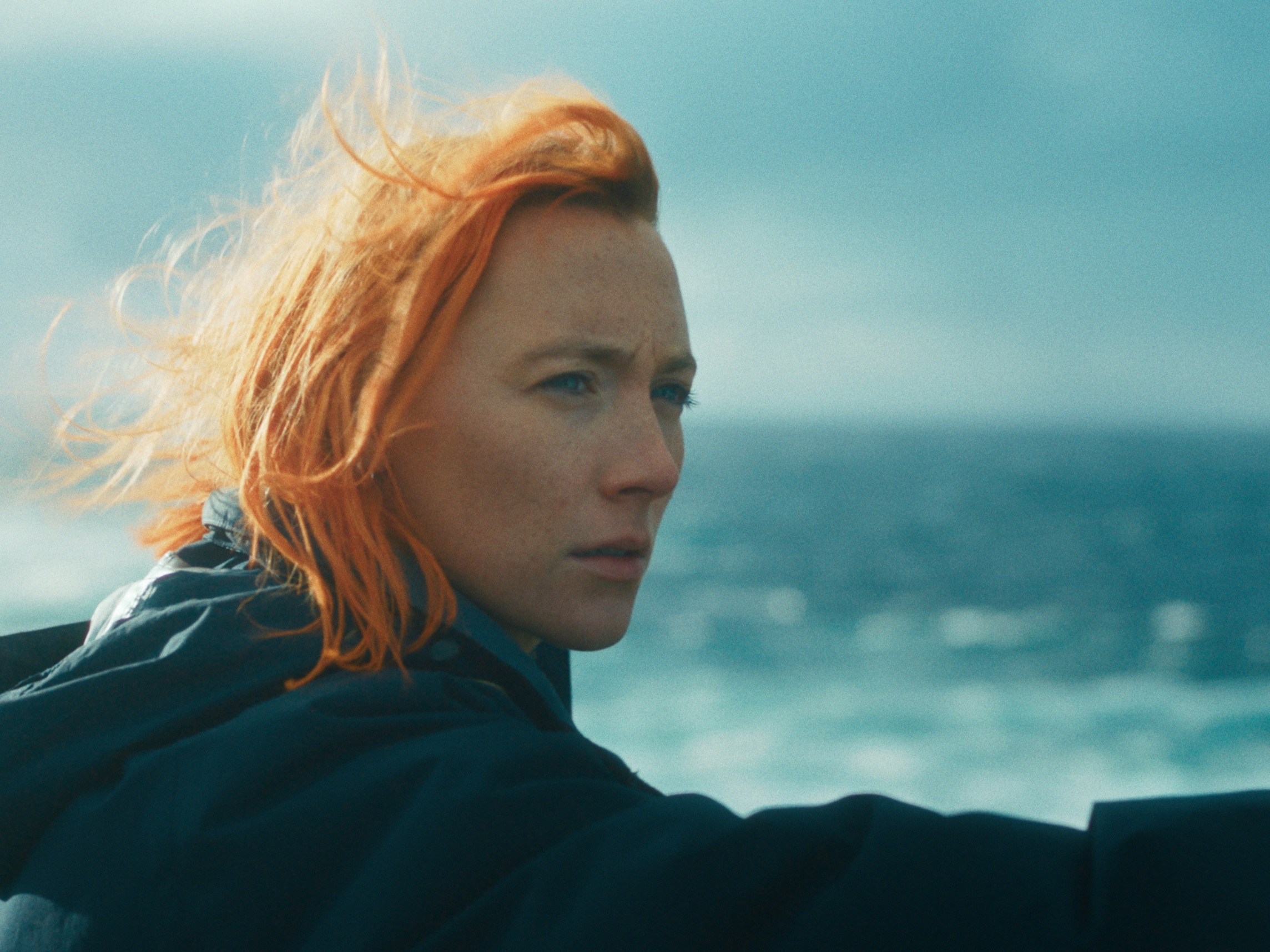 caption: Saoirse Ronan plays a woman struggling with addiction in <em>The Outrun.</em>