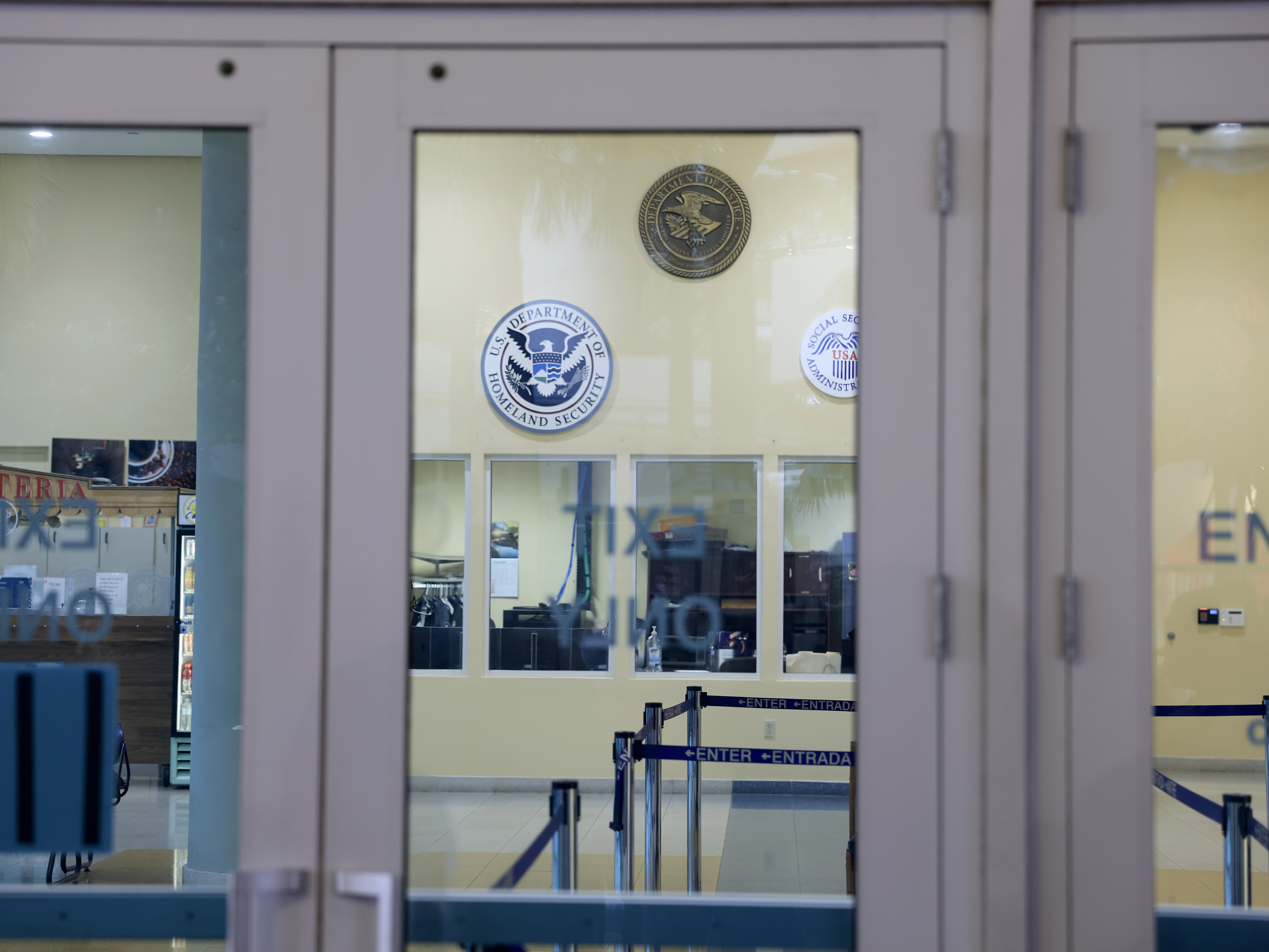 caption: The front lobby of the Miami Immigration Court seen on Jan. 28 in Miami, Florida.