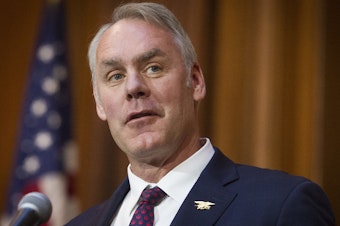 caption: Former Interior Secretary Ryan Zinke left the Trump administration amid unresolved ethics investigations. His department has been inundated by Freedom of Information requests and is now proposing a new rule which critics charge could limit transparency. CREDIT: Cliff Owen/AP