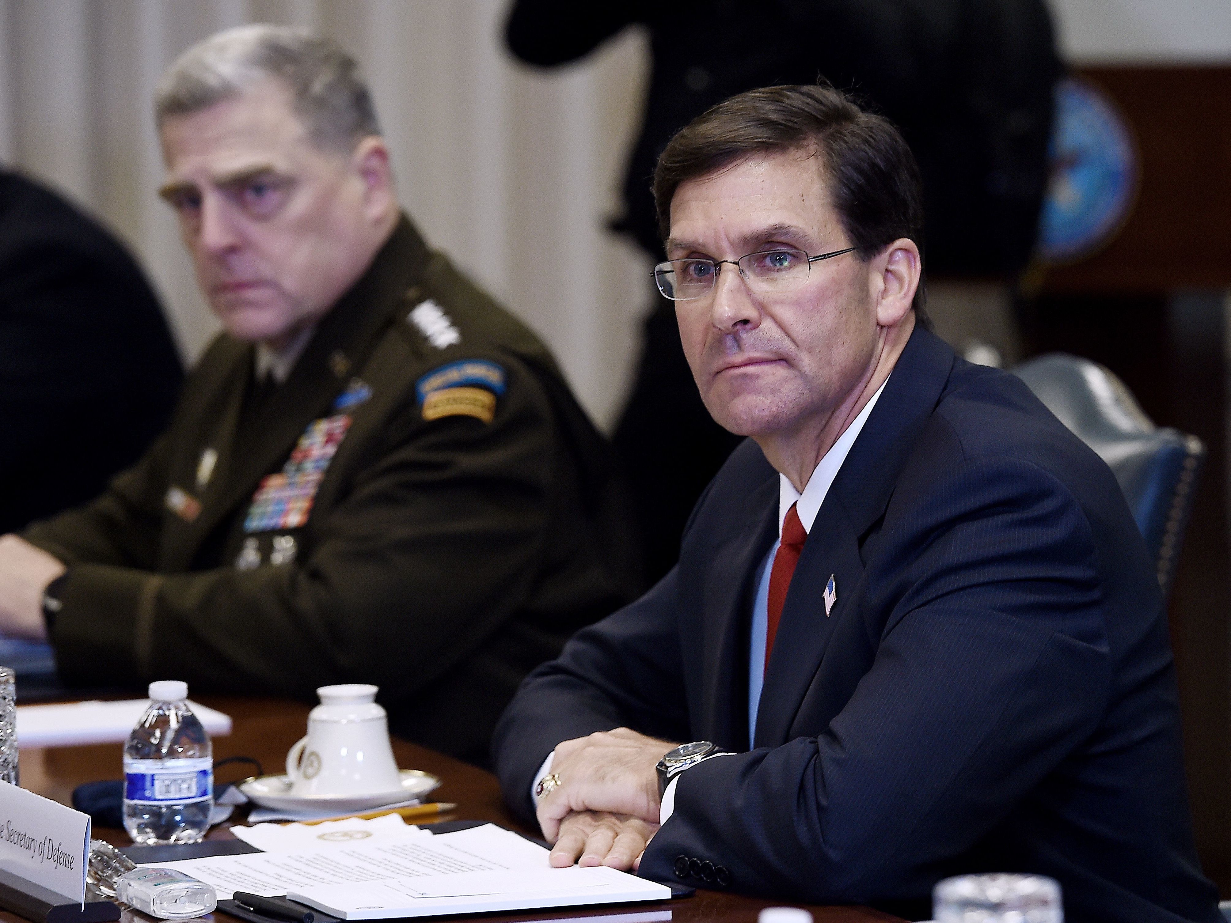 caption: Former U.S. Secretary of Defense Mark Esper joined nine other former defense secretaries in calling for an end to challenges to the presidential election.