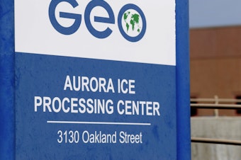 caption: The Aurora ICE Processing Center in Colorado currently holds more than 600 immigrant detainees on behalf of the federal government. The facility is operated by GEO Group, a for-profit government contractor.