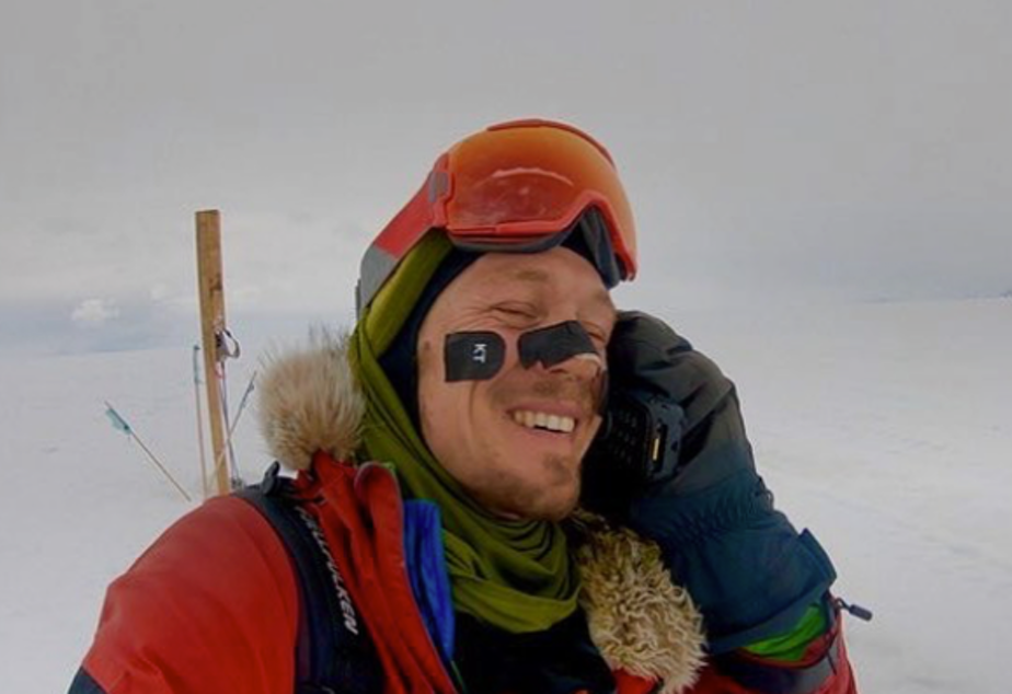 caption: On Wednesday, Colin O'Brady became the first person to successfully traverse Antarctica from coast-to-coast alone and without wind assistance. He documented much of the unprecedented feat on his social media. CREDIT: COLIN O'BRADY/INSTAGRAM
