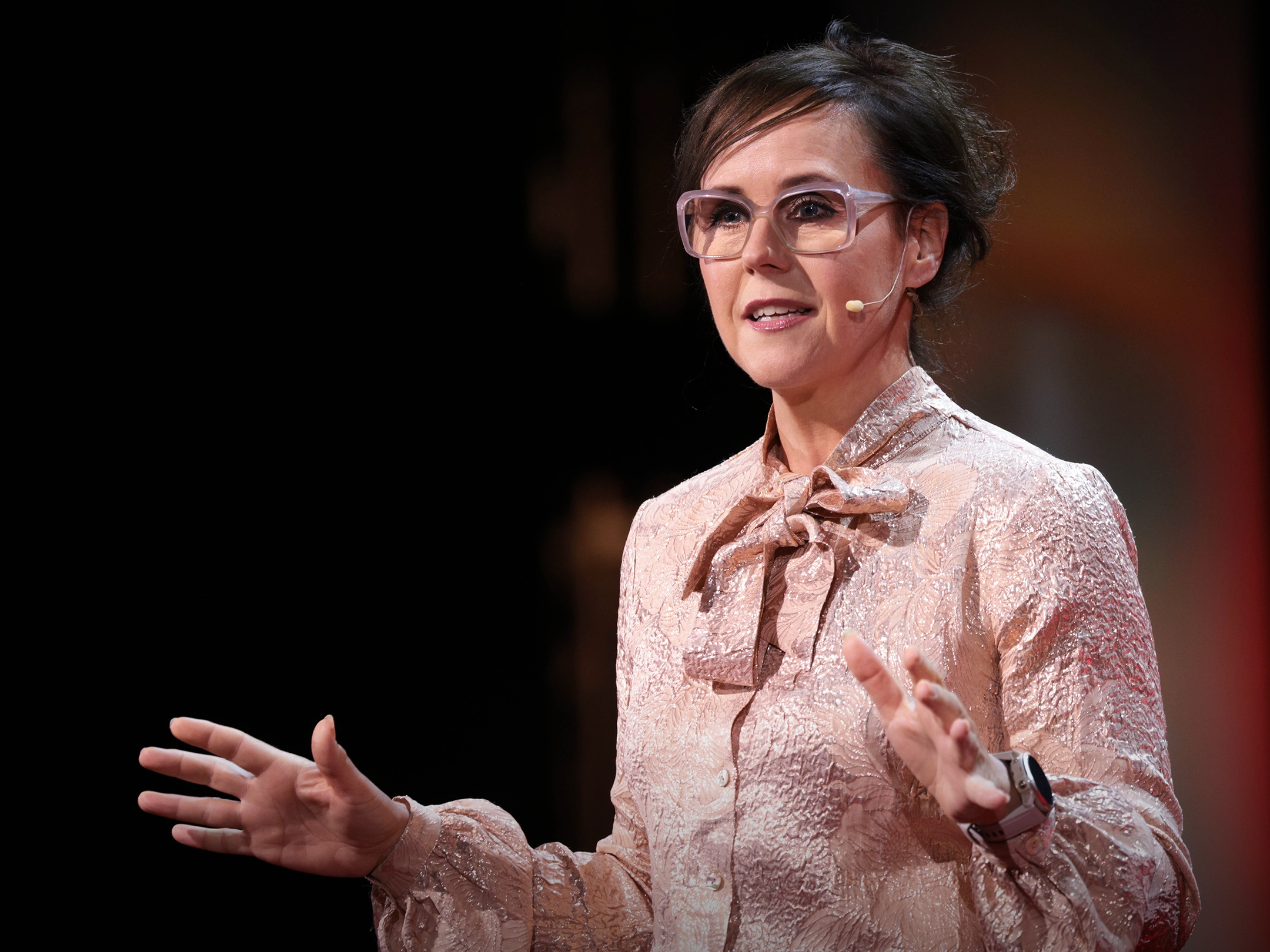 caption: Hrund Gunnsteindottir speaks during the TED Countdown in 2024