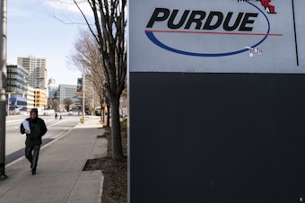 caption: Signage for Purdue Pharma headquarters stands in downtown Stamford, April 2, 2019 in Stamford, Connecticut. Purdue Pharma, the maker of OxyContin, and its owners, the Sackler family, are facing hundreds of lawsuits across the country for the company's alleged role in the opioid epidemic that has killed more than 200,000 Americans over the past 20 years.