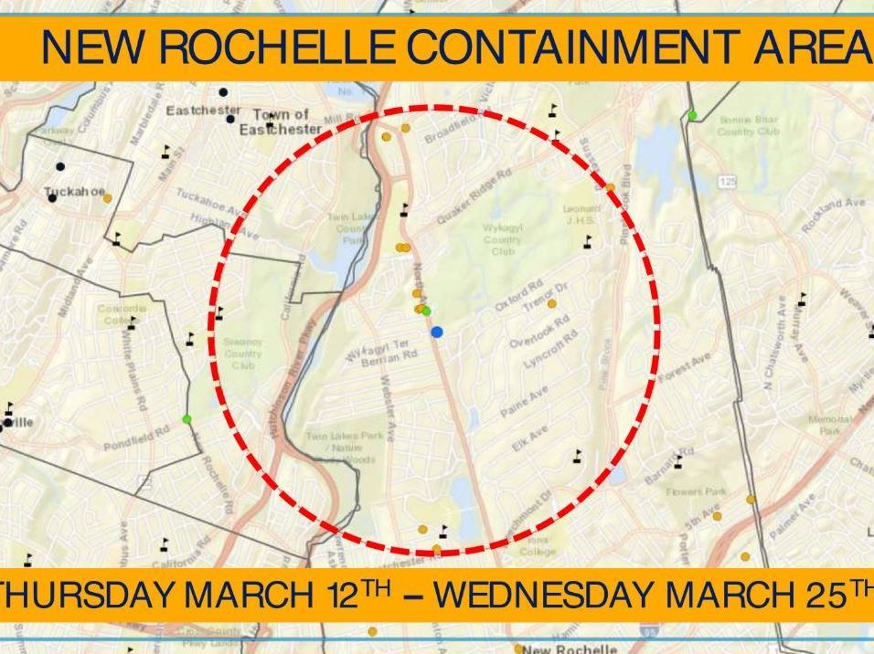 caption: The Young Israel synagogue of New Rochelle is at the center of a new "containment area" announced by New York Gov. Andrew Cuomo Tuesday.