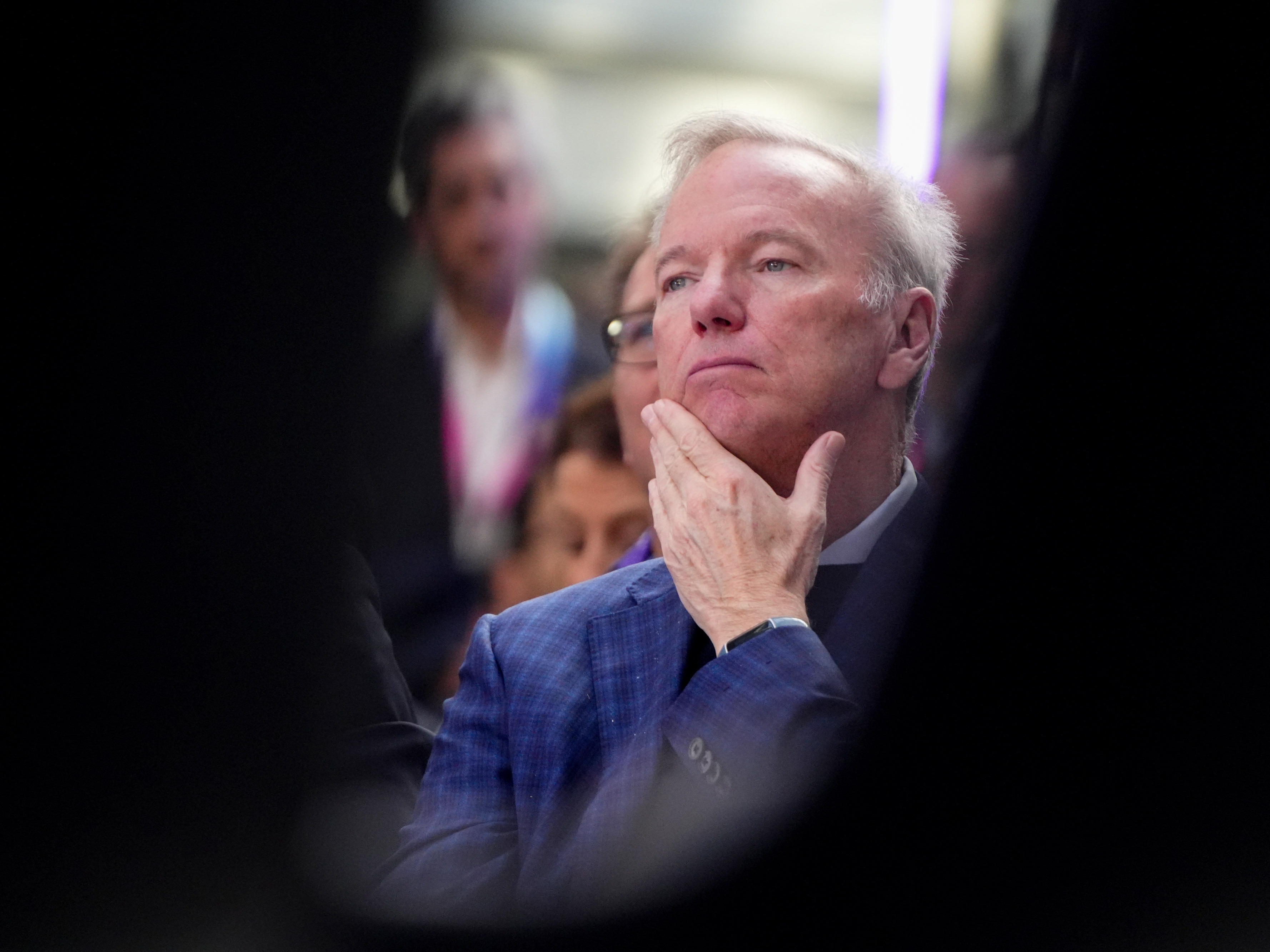 caption: Eric Schmidt, billionaire and former Google CEO, at the ai-Pulse conference at Station F technology campus in Paris, France, on Friday, Nov. 17, 2023.