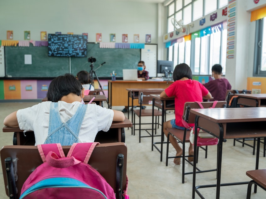 caption: As students have returned to school this year, mental health issues related to the pandemic are surging.