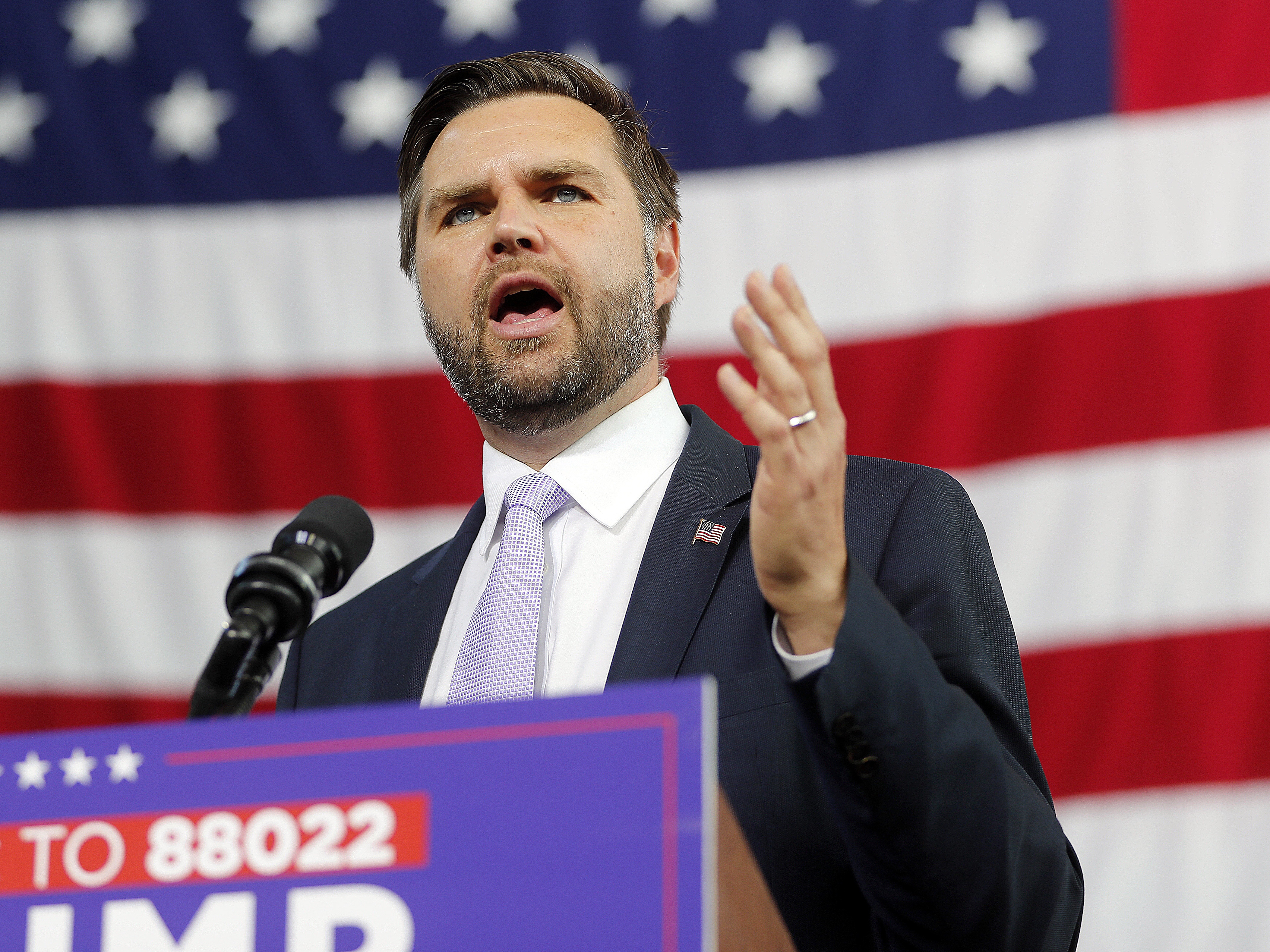 caption: Republican vice presidential nominee Sen. JD Vance, R-Ohio, speaks at a campaign event in Raleigh, N.C., Wednesday. At the event, he continued to criticize migrants from Haiti, saying those with Temporary Protected Status (TPS) or other authorized immigration status are "illegal aliens" who should be deported. 