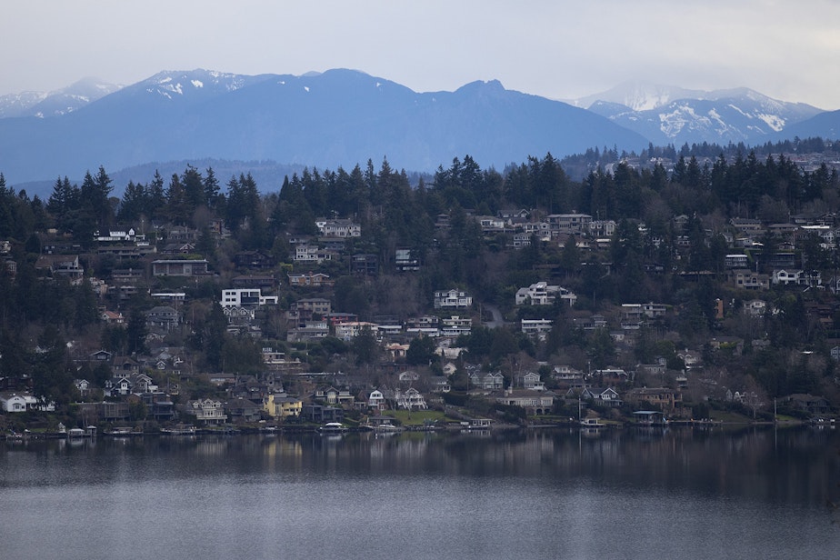 caption: Homes on Mercer Island are shown on Thursday, January 17, 2019, in Seattle.