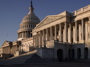 caption: The Senate side of the Capitol is seen on the morning after the House of Representatives voted to impeach President Trump for abuse of power and obstruction of Congress on Dec. 19, 2019.