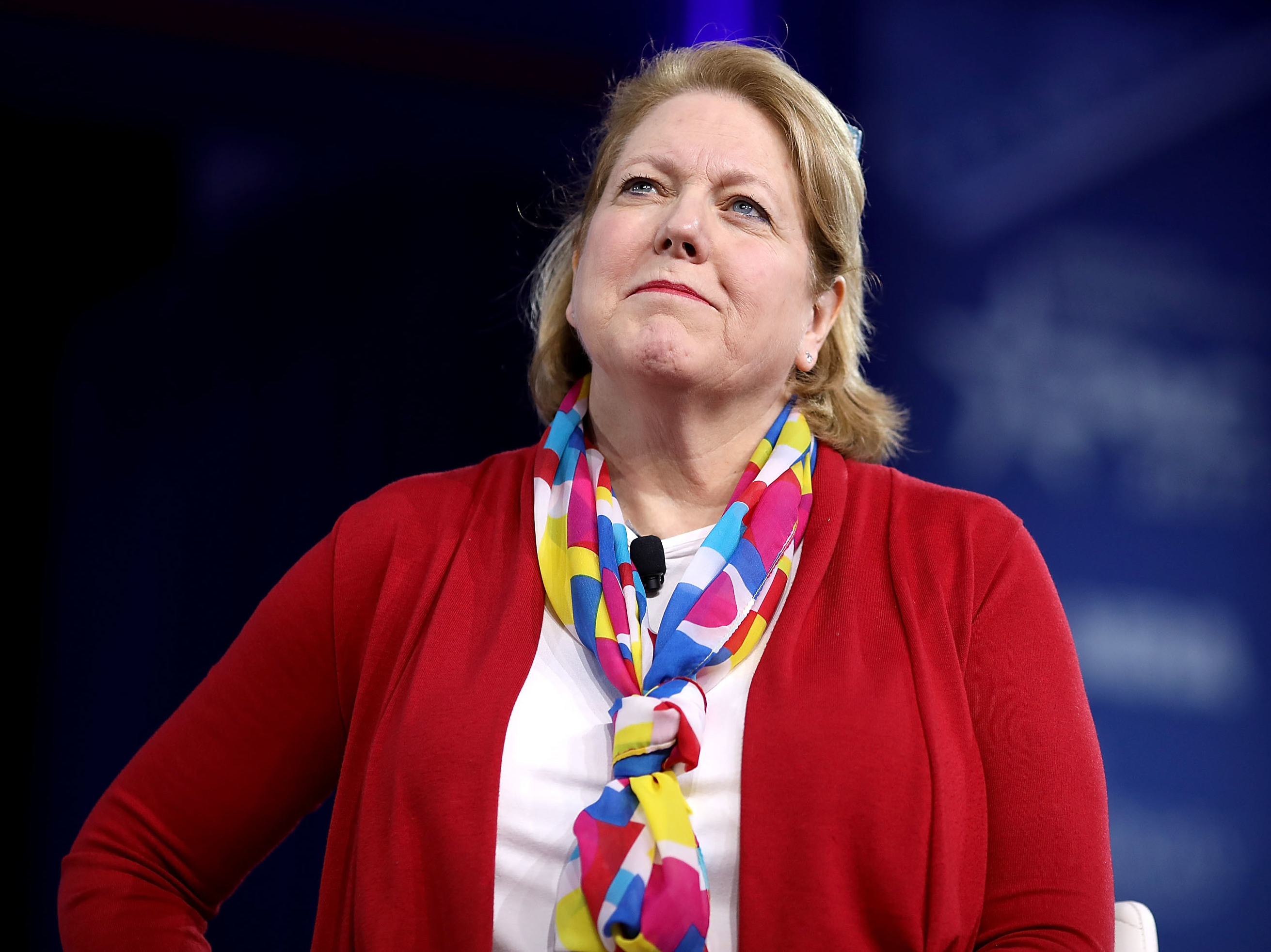 caption: Ginni Thomas, wife of Supreme Court Associate Justice Clarence Thomas, moderates a panel discussion titled "When did World War III Begin? Part A: Threats at Home" during the Conservative Political Action Conference on February 23, 2017.