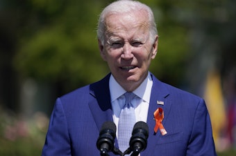 caption: President Joe Biden speaks at the White House last week. Biden signed an executive order Tuesday aimed at increasing the flow of information to families of Americans detained abroad, and at imposing sanctions on the criminals, terrorists or government officials who hold them captive.