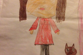 caption: A drawing by Bridget, who came out as trans when she was four years old.
