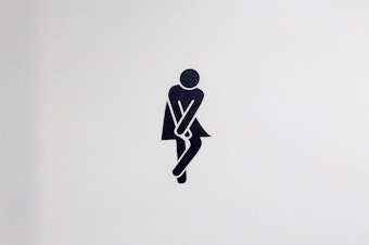 caption: A sign from Valencia, Spain, is a reminder of how important it is to have access to a safe toilet.