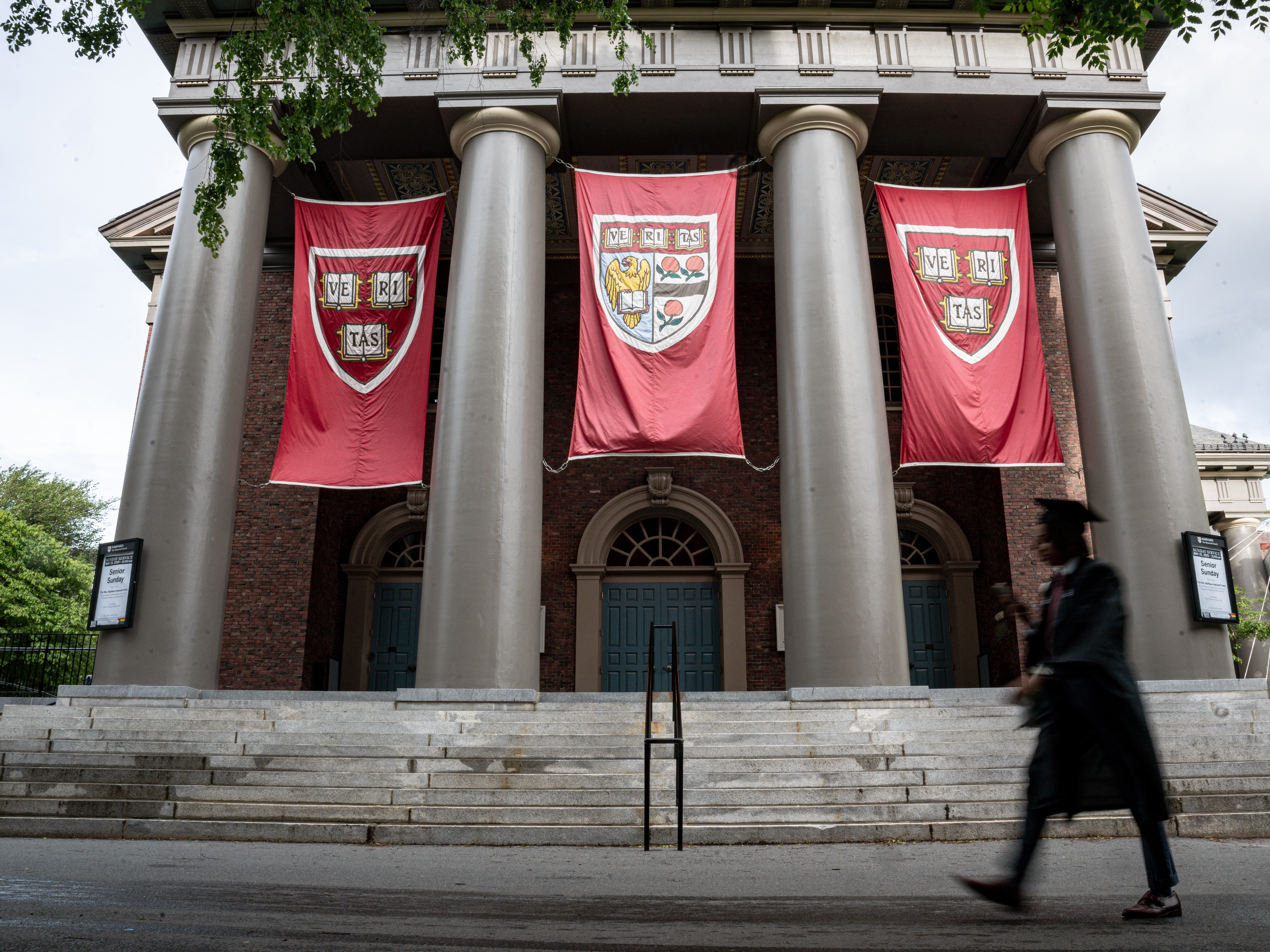 caption: Harvard University's campus in Cambridge, Mass., pictured on Saturday, as students prepared to graduate.