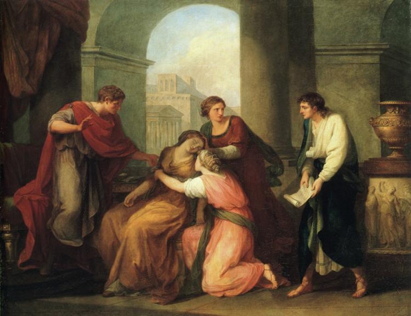 caption: Fan art: "Virgil Reading the Aeneid to Augustus and Octavia," by Angelica Kauffman (1741-1807).