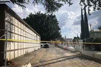 caption: A site in a Guadalajara cemetery last week, where the state wants to bury the bodies that are currently stacked up at the local morgue.