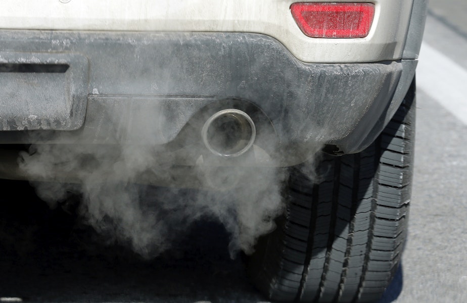 caption: Tailpipe exhaust is the leading cause of greenhouse gas emissions in Washington state and nationwide.