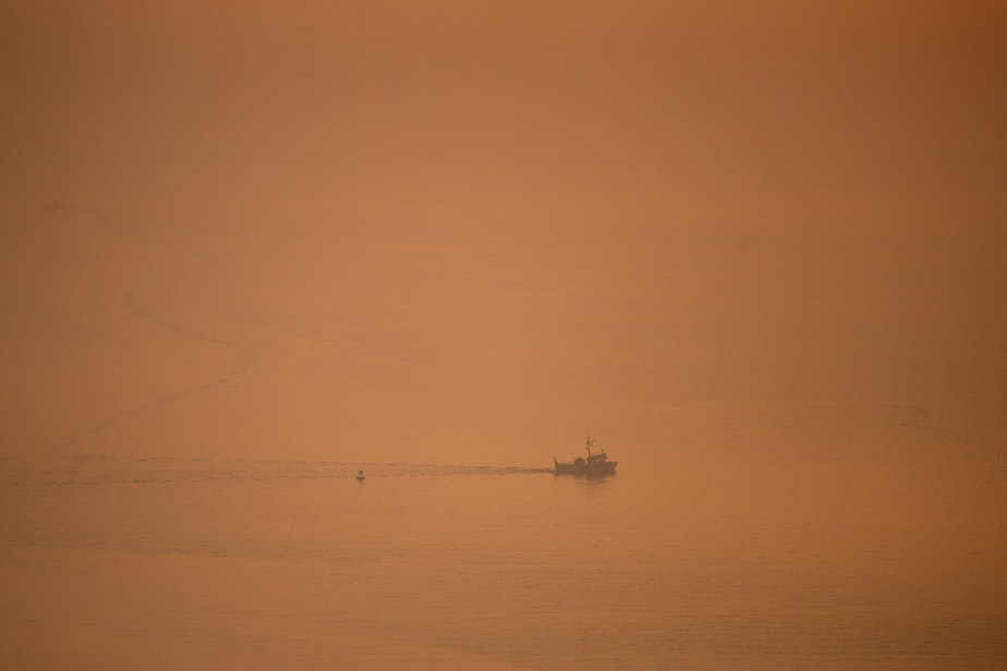 caption: Seattle ranked as the worst city in the world for air quality on Wednesday, October 19, 2022, as shown Sunset Hill Park in Seattle. 