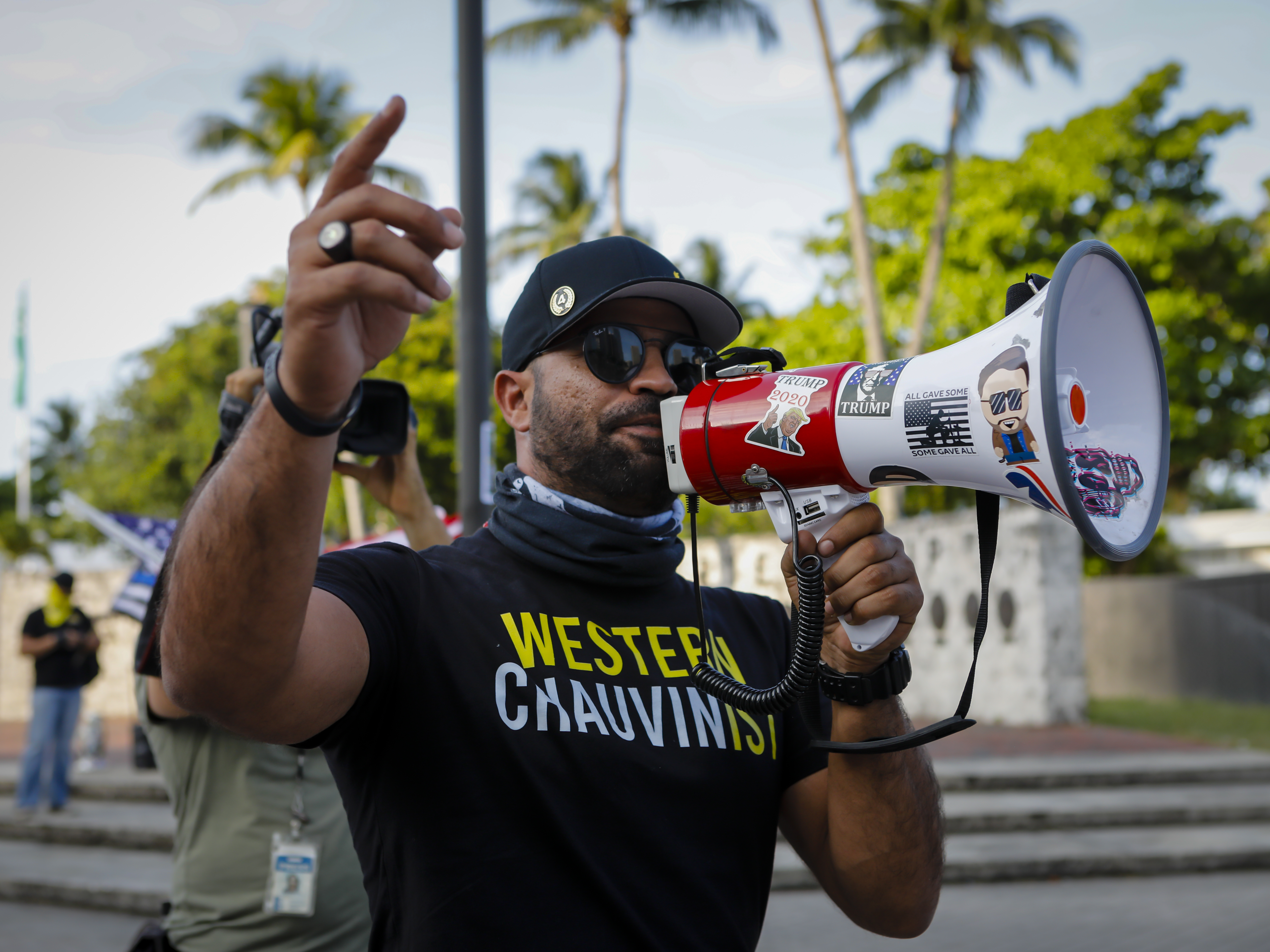 caption: "My goal for this year... was simple," Proud Boys chairman Enrique Tarrio told NPR. "Start getting more involved in local politics."