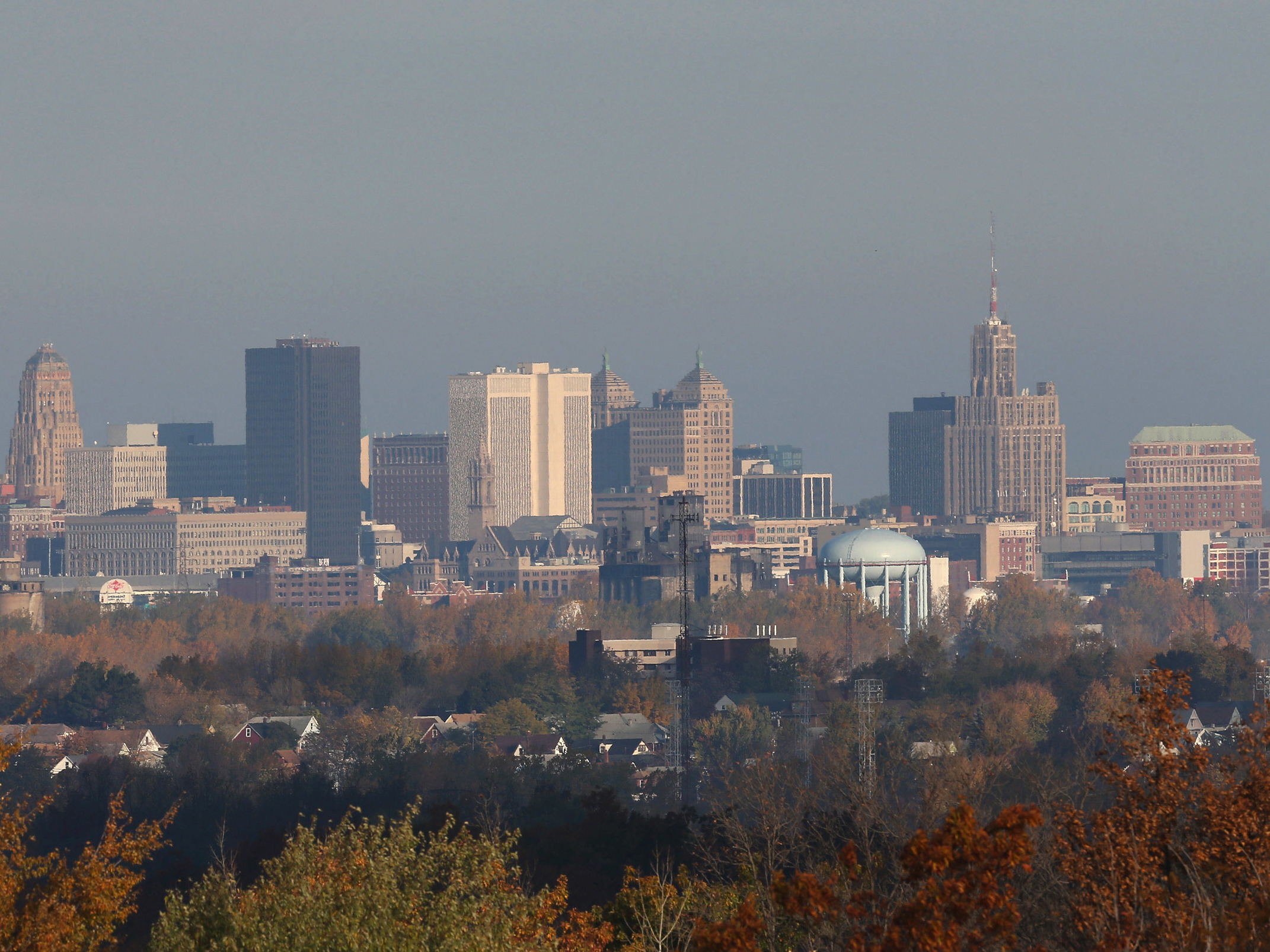 caption: The city skyline of downtown Buffalo, N.Y. on October 21, 2012.