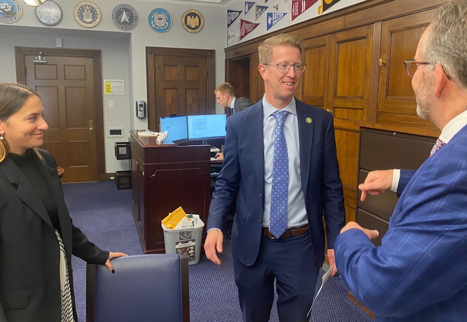 caption: Washington Congressmember Derek Kilmer meeting with Northwestern Mutual representatives at his office in Washington, D.C.