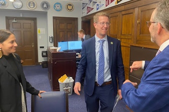 caption: Washington Congressmember Derek Kilmer meeting with Northwestern Mutual representatives at his office in Washington, D.C.