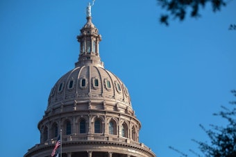 caption: The Texas state Capitol is seen on Oct. 2. The Justice Department is suing over the state's restrictive abortion law and heading back to the Supreme Court to seek a halt to it while legal proceedings continue.