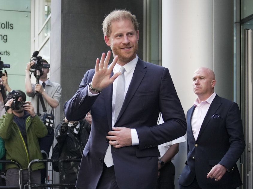 caption: Prince Harry leaves the High Court after giving evidence in London, on June 7, 2023. Prince Harry won his phone hacking lawsuit on Friday against the publisher of the Daily Mirror and was awarded over 140,000 pounds ($180,000).