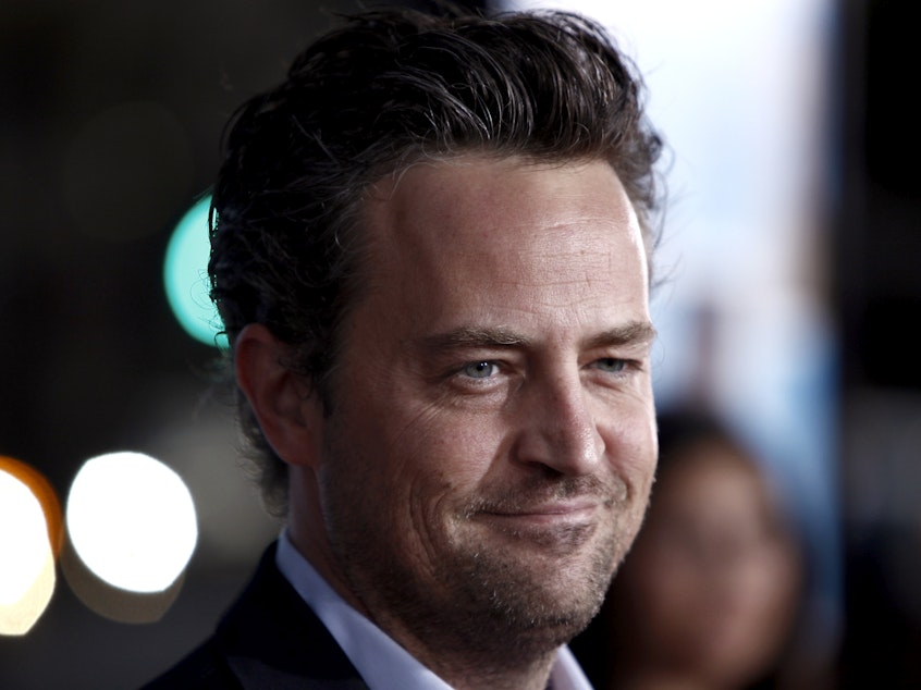 caption: Matthew Perry died on Saturday at age 54 at his Los Angeles home, multiple outlets report. The actor is pictured in 2009 at the L.A. premiere of <em>The Invention of Lying</em>.