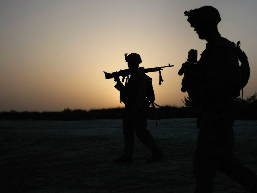 caption: U.S. Marines conduct an operation to clear a village of Taliban fighters on July 5, 2009, in Mian Poshteh, Afghanistan. The U.S. and NATO forces plan to withdraw their remaining troops from Afghanistan by September.