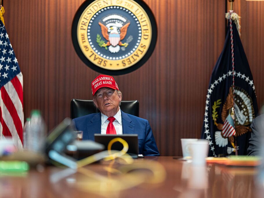 caption: In this photo provided by the White House, President Trump and Secretary of State Marco Rubio sit in the Situation Room at the White House on Saturday as they monitor the mission that took out three Iranian nuclear enrichment sites.