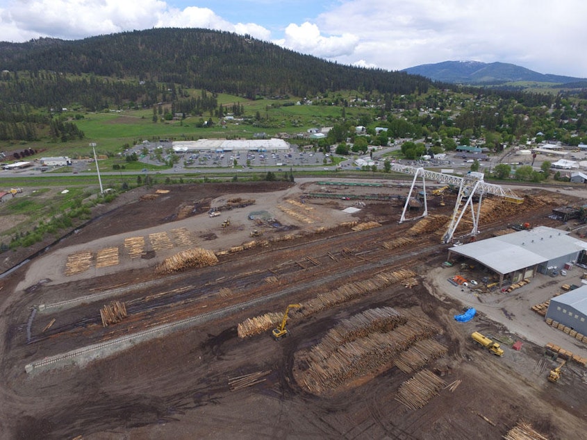 caption: The Vaagen Brothers Lumber mill in Colville, Washington is surrounded by the Selkirk Mountain foothills, and the potential 'A-Z Project' timber. Courtesy Josh Anderson/Vaagen Bros.