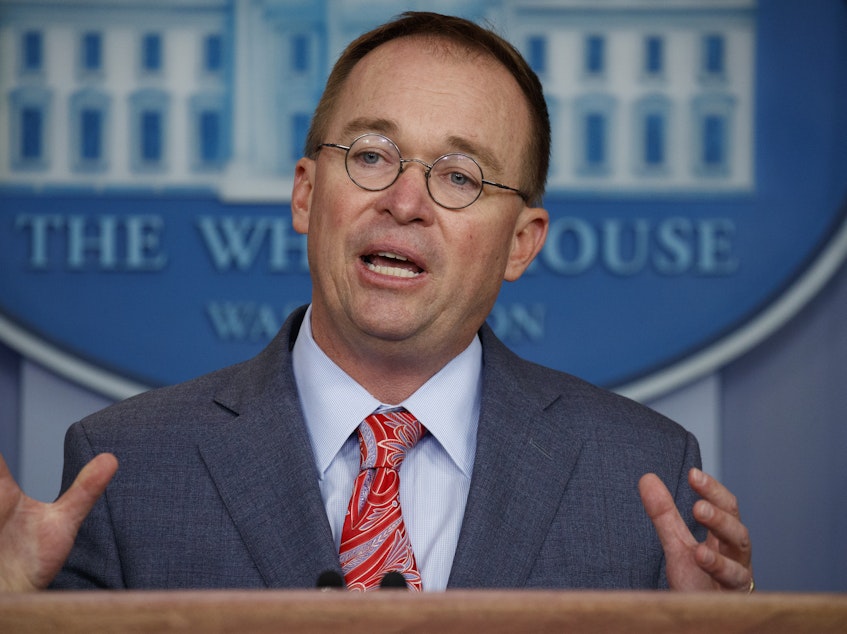 caption: Mick Mulvaney, the acting White House chief of staff, said Sunday that his words were taken out of context when he acknowledged on Thursday that military aid to Ukraine was being tied to President Trump seeking a political favor.