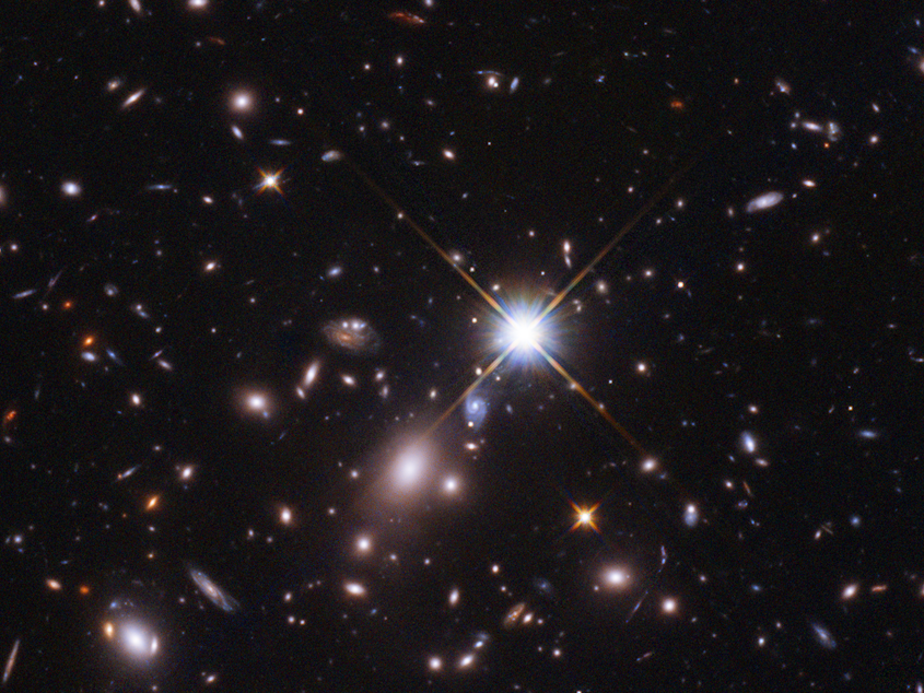 caption: The Hubble Space Telescope has spotted the farthest star ever seen.