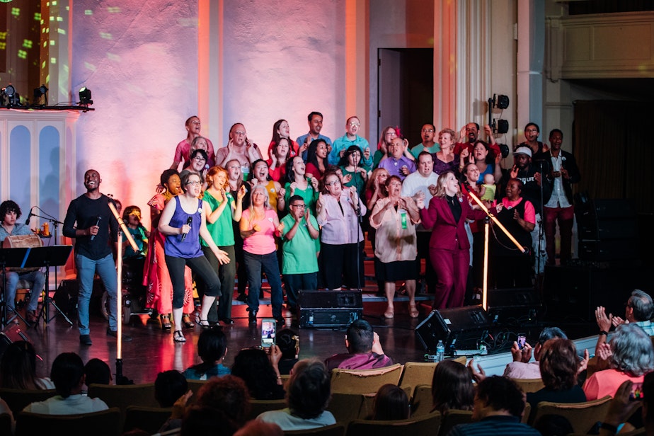 caption: The Tacoma Refugee Choir performs.