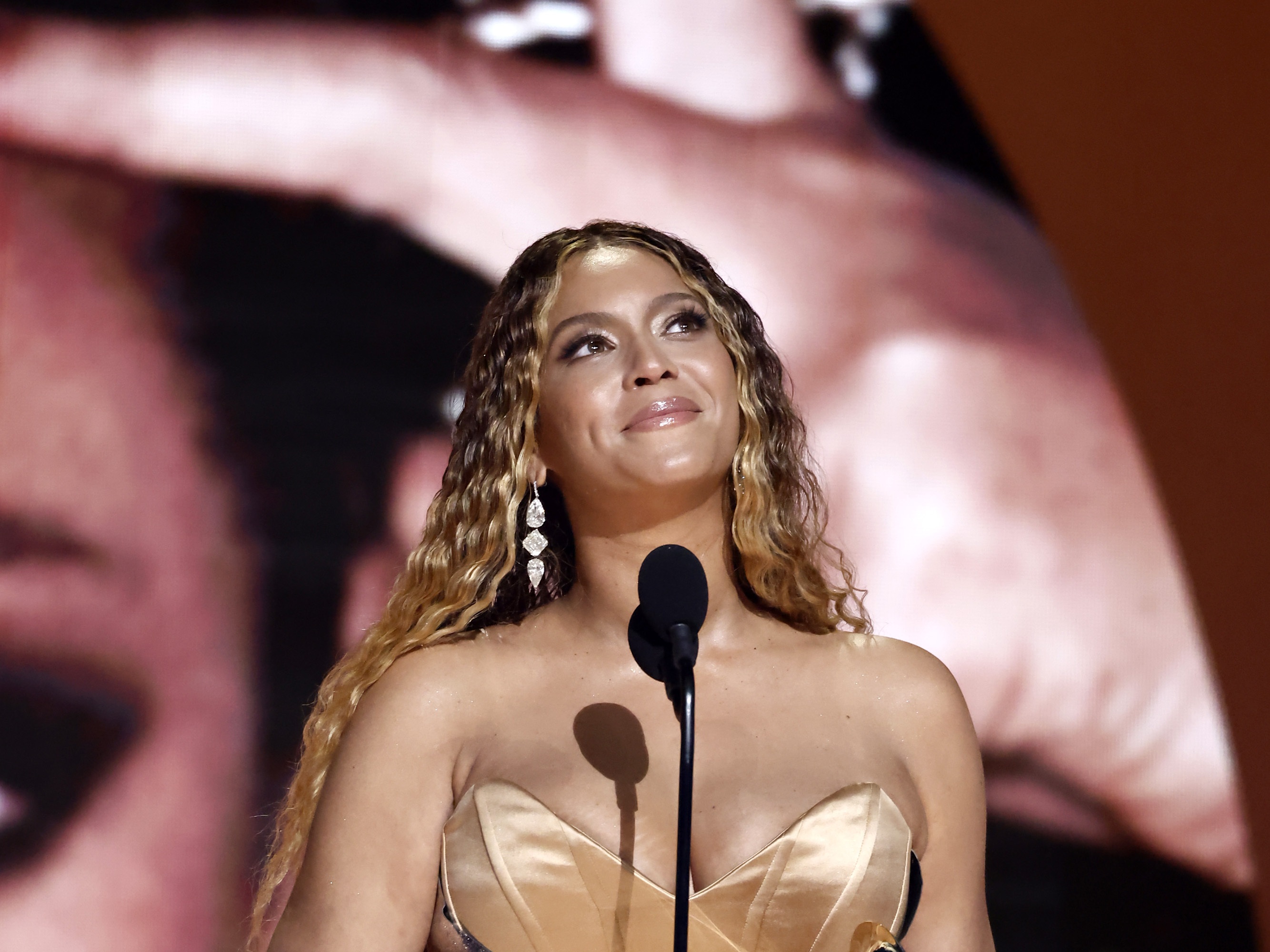 caption: Beyoncé accepts Best Dance/Electronic Music Album for “Renaissance” onstage during the 65th GRAMMY Awards at Crypto.com Arena on February 05, 2023.