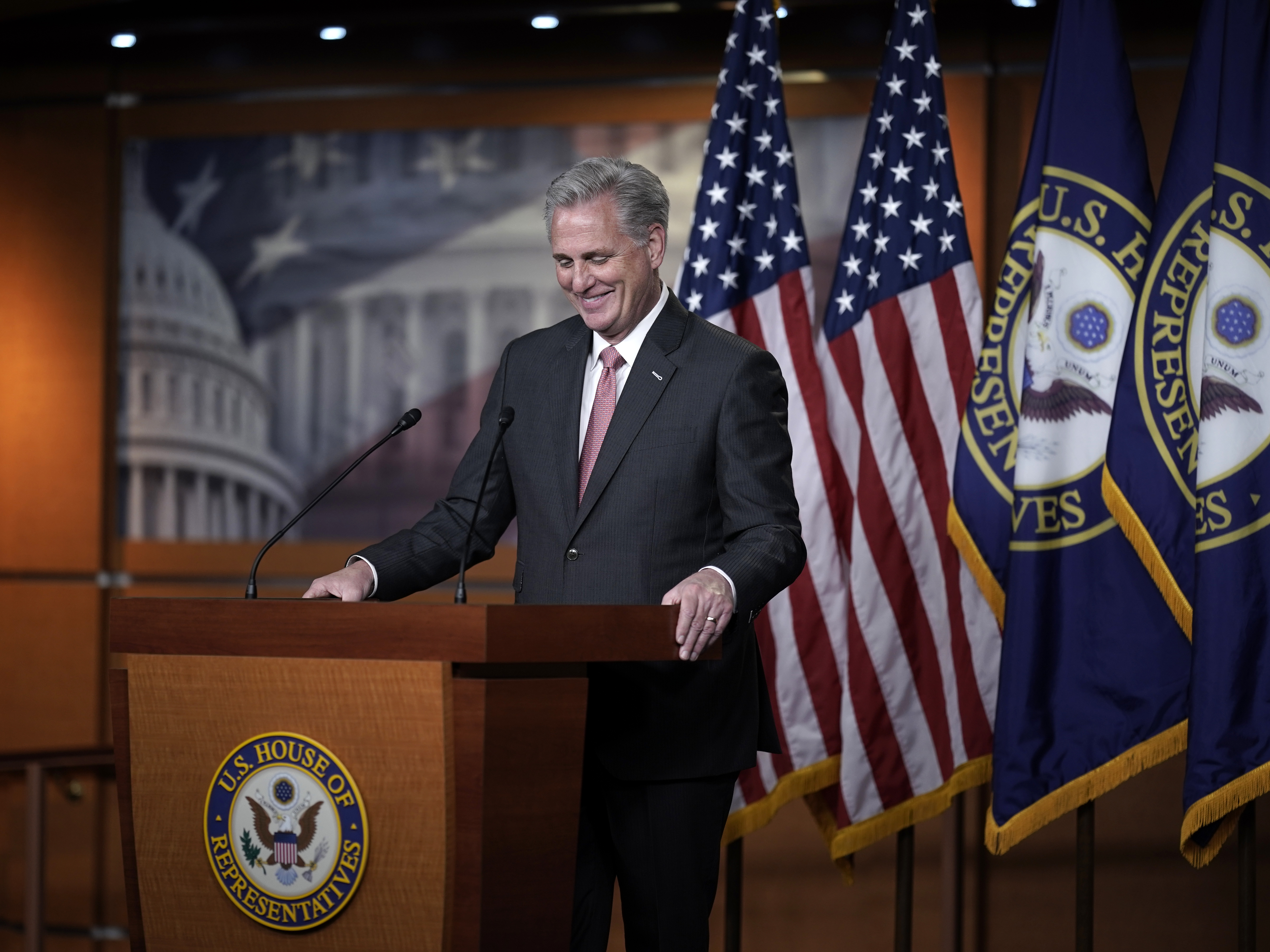 caption: House Minority Leader Kevin McCarthy, R-Calif., talks about House Republicans and the election on Nov. 12.