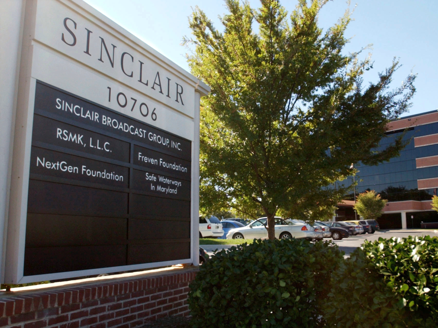 caption: In this Oct. 12, 2004, file photo, Sinclair Broadcast Group, Inc.'s headquarters stands in Hunt Valley, Md. Sinclair Broadcast Group said Monday it's suffered a data breach and is still working to determine what information the data contained.