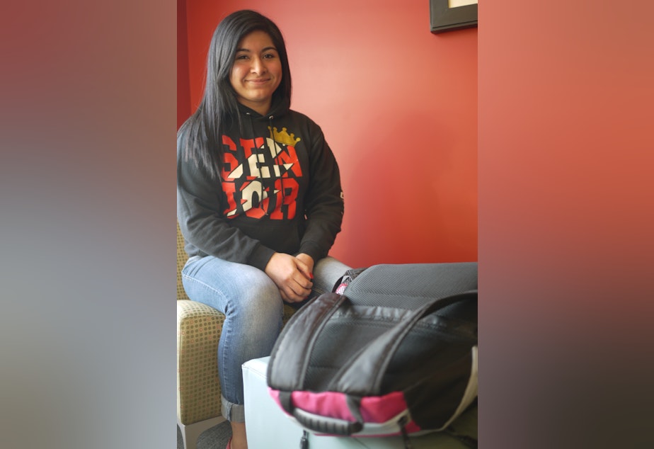 caption: University of Washington freshman Diana Betancourt hopes to benefit from the Washington Real Hope Act.