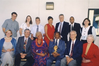 caption: The Woodson family members at the Woodson reconciliation ceremony in 1998.